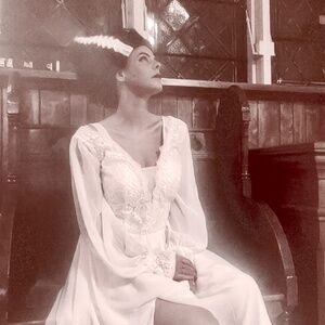 Bride of Frankenstein Halloween true vintage wedding dress and costume wig